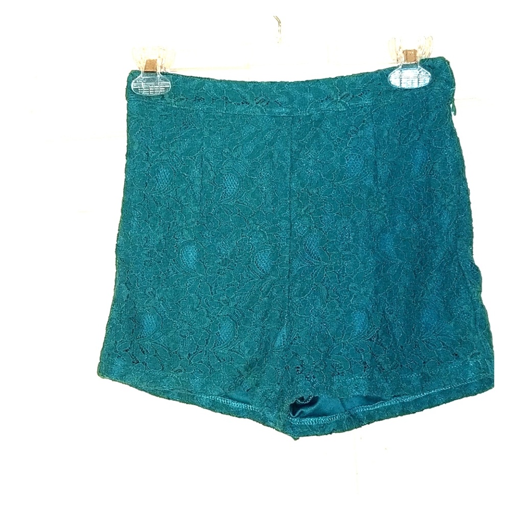 High Waist Teal lacs shorts